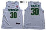 Youth Michigan State Spartans NCAA #30 Marcus Bingham White Authentic Nike Stitched College Basketball Jersey JA32G12IK